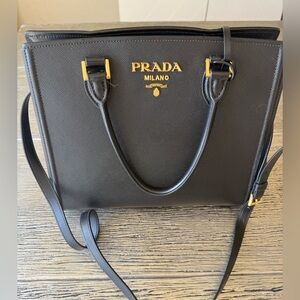 Prada Black Shoulder Bag with Gold Accents